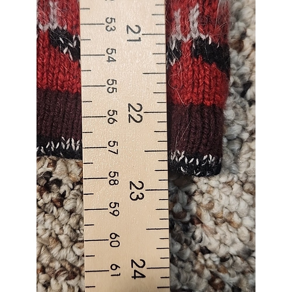 Vtg Eddie Bauer Fair Isle Funnel Cowl Neck Wool Mohair Pullover Fuzzy Sweater Sm - Picture 9 of 10